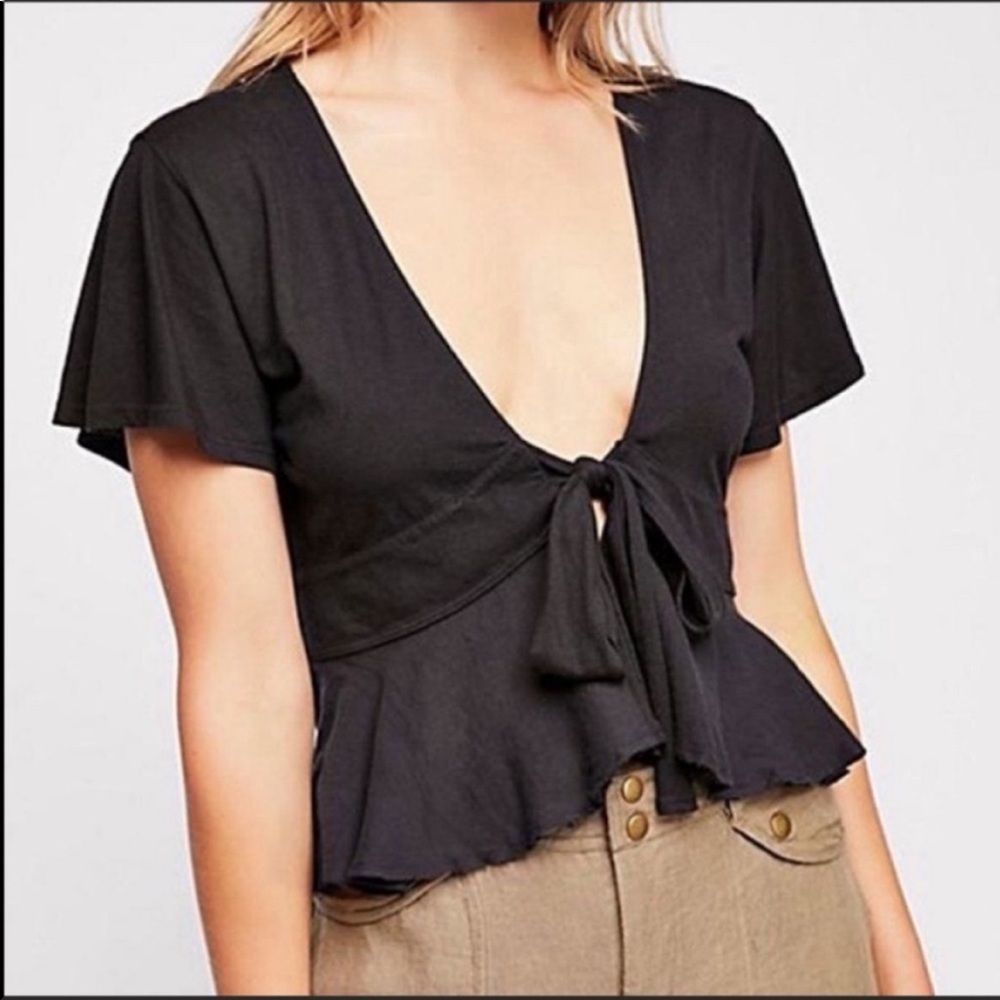 Free People We the Free Knot Me Tee in Black NWOT
